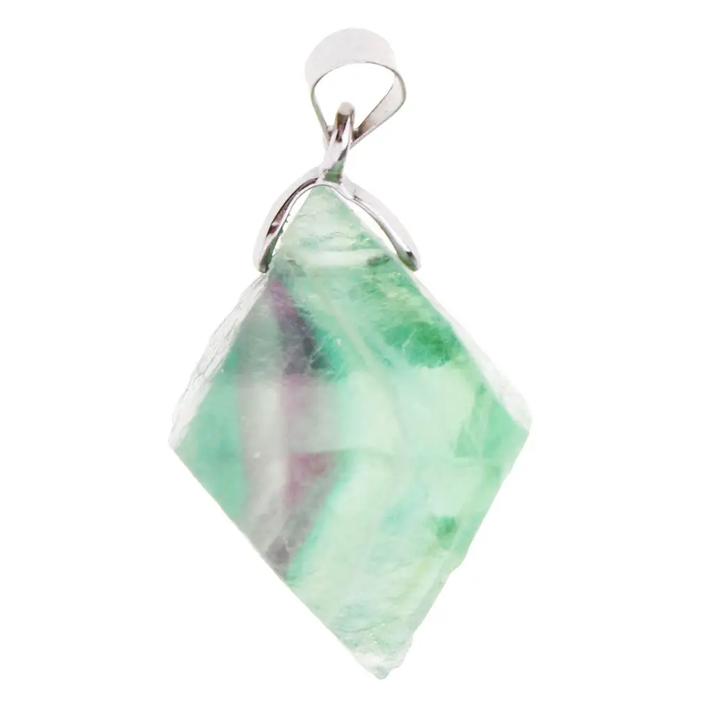 Fluorite Natural Pendant Energy Crystal Necklace Decor DIY Women/Men Jewelry
