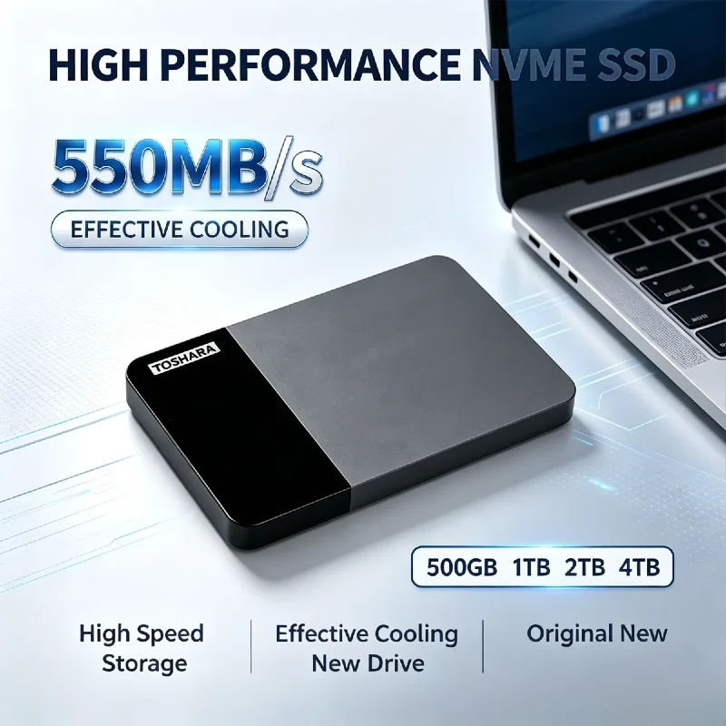 toshara-b3-550mb-s-ポータブルssd-4tb、2tb、1tb、500gb。ps5、ノートパソコン、macに対応。優れた冷却性能でゲームを快適に。書き込み速度480mb-s。耐衝撃設計。