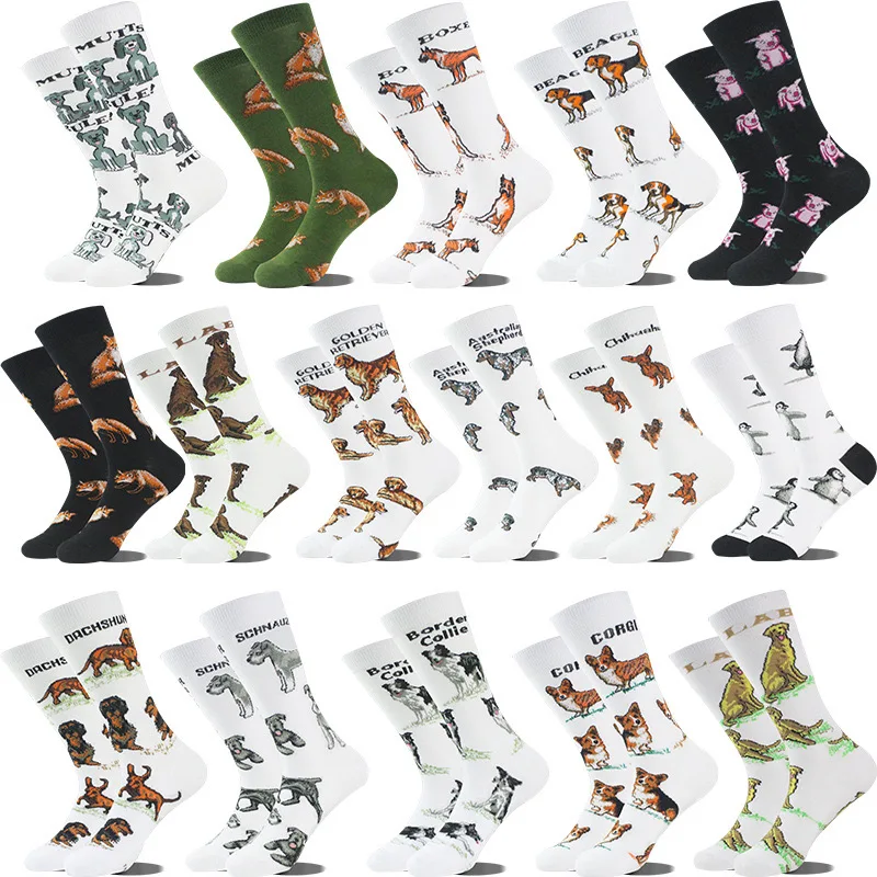 NEW Crew Fashion Funny Women Socks Border Collie Schnauzer Lab Scottie Beagle Boxer Pug Bulldog Sheltie Golden Doodle Retriever