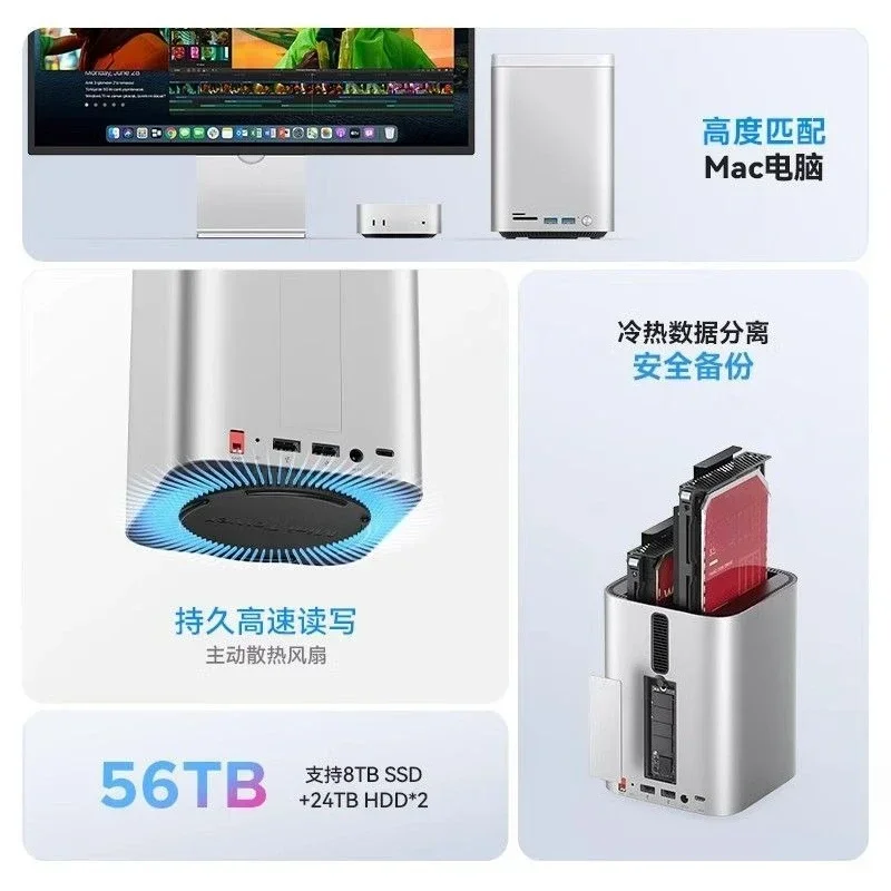 Applicable to MacMini M4 external M2 SSD case 3.5/2 inch dual disk position