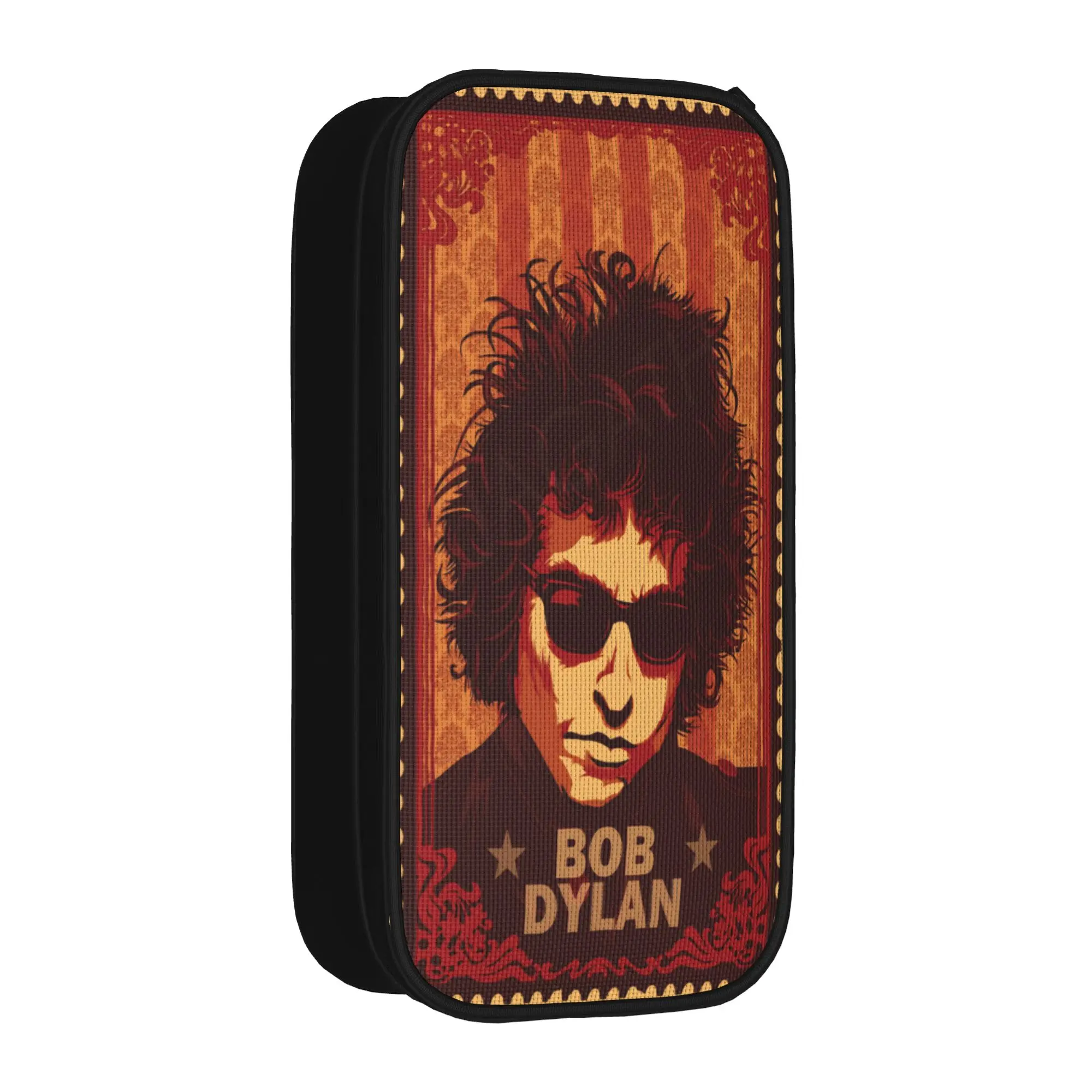 Large Capacity Pencil Pouch Bob Dylan Singer Office Supplies  Double Layer Pencilcase Women Makeup Bag Perfect Gifts