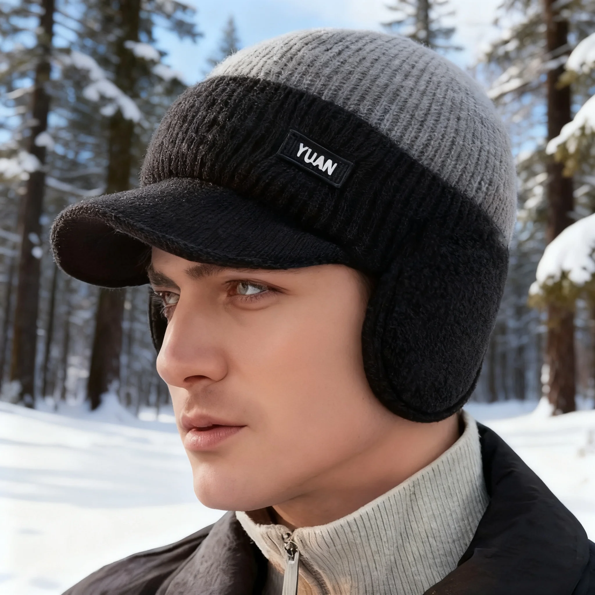 Dual-Tone Knit Baseball Cap - Outdoor Activities | Fashionable Dad Hat with Ear Protection | Perfect for Couples Hats for Men