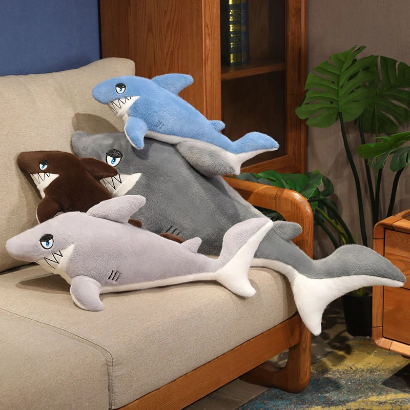 45-85cm Shark Doll Throw Pillow Creative Myopic Shark Cat Plush Toy Big Rag Doll Girl Long Leg Clip Doll  Toy