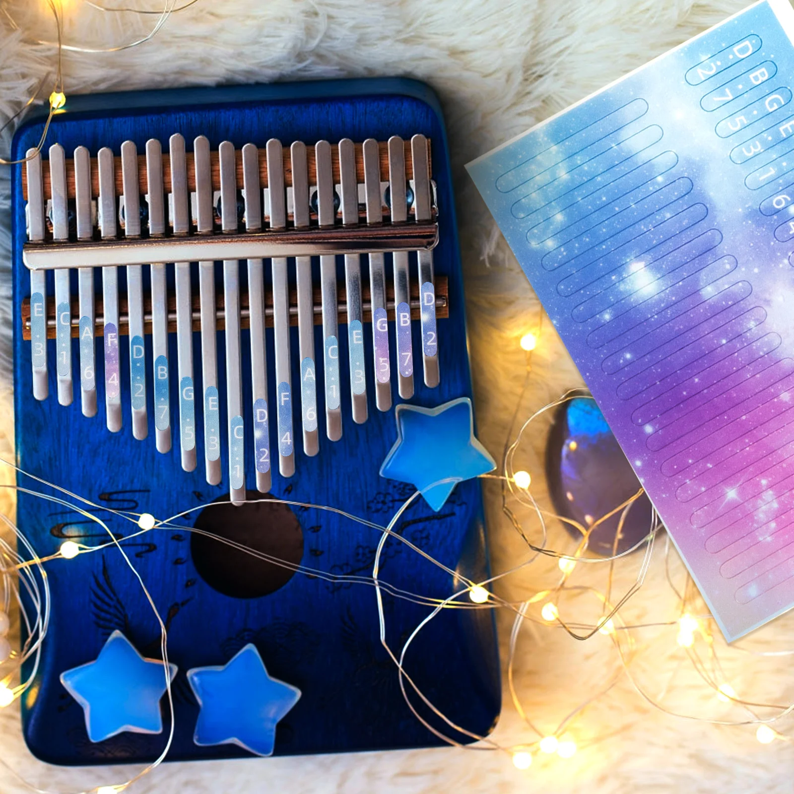 

2Pcs Kalimba Thumb Piano Sticker Introductory Note Decal Lightweight Practical Durable Smooth Surface Easy Learning Keyboard