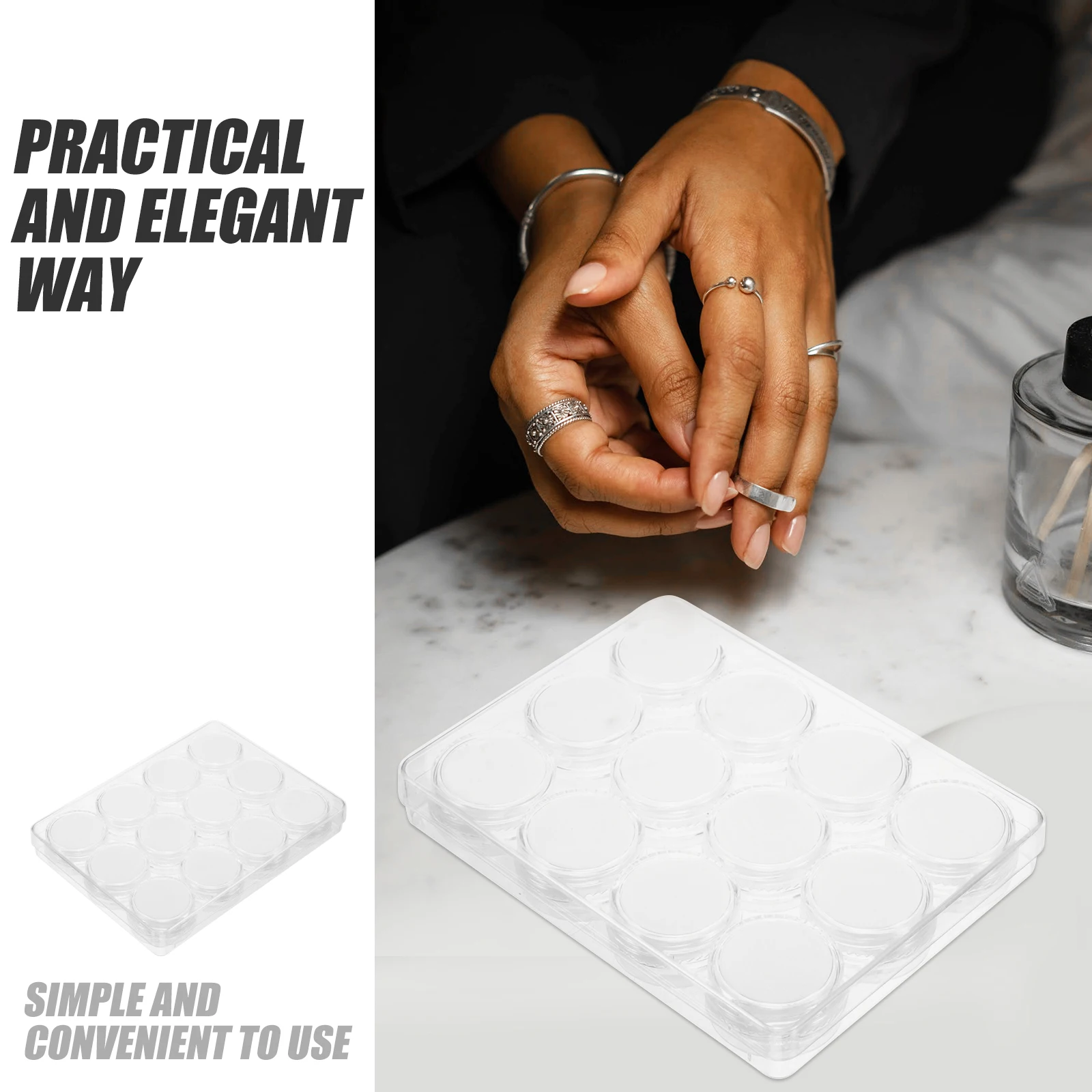 

1 set Acrylic Stone Box Gemstone Display Case Jewelry Holder Loose Foam Travel Organizer Gemstone Display Storage Box