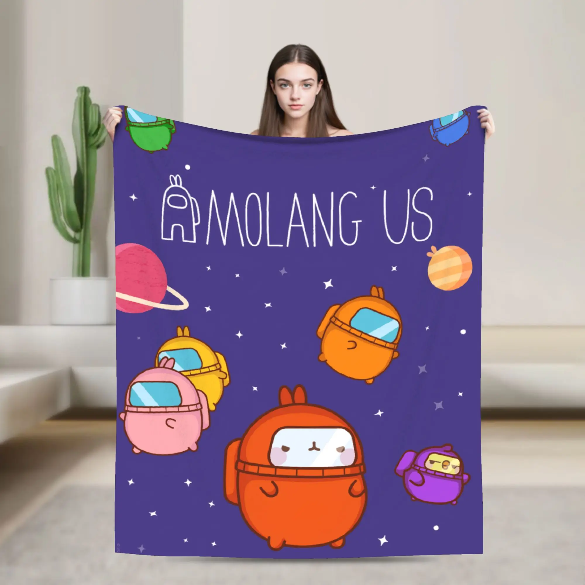 Kawaii Molang Cartoon Blanket Super Soft Cozy  Throw Blankets for Sofa 50x60 Inch Multi-size Bedspreads