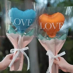 5Pcs Mixed Color Love Rose Balloon Bouquet Aluminum Film Bouquet Birthday Mother Valentine's Day Gift Wedding Decor Supplies