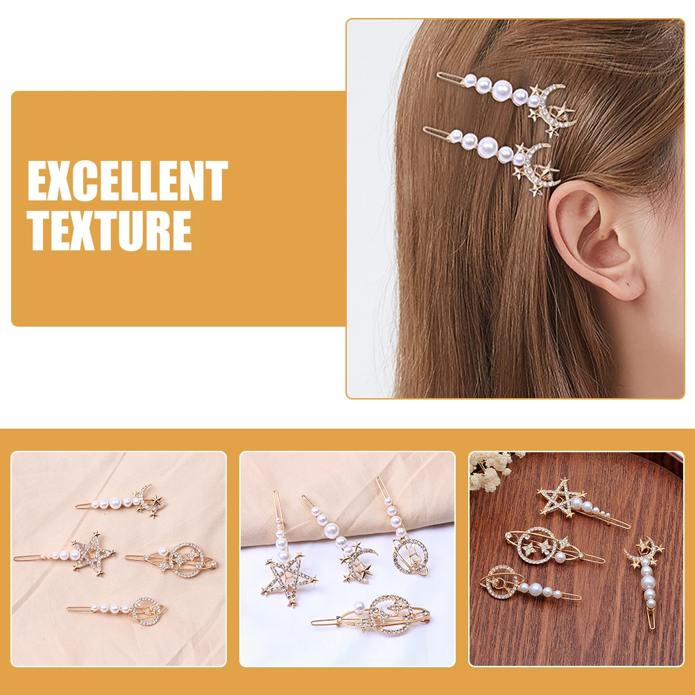 

4Pcs Girls Hairpin Metal Rhinestone Barrettes Delicate Hair Clips Wedding Hair Accessories Girls Headdresses Elegant Hairpin