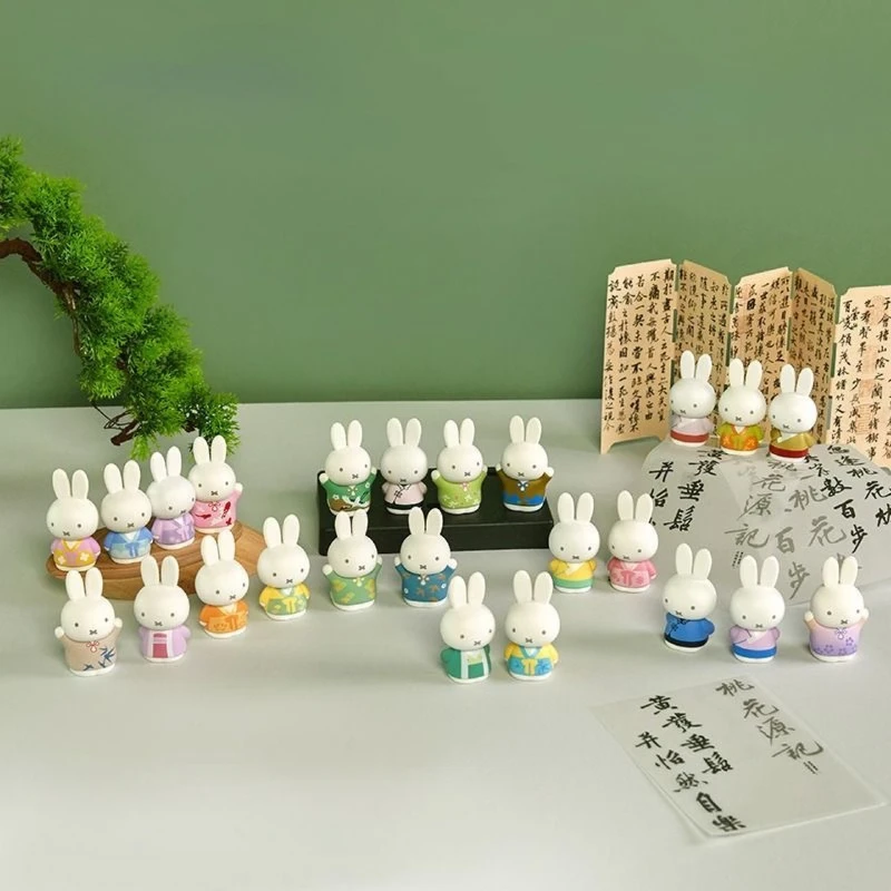 سلسلة Miffy Ancient Style صندوق أعمى لعبة عصرية تمثال هدايا محيطية، تماثيل لطيفة وحلي لسطح المكتب