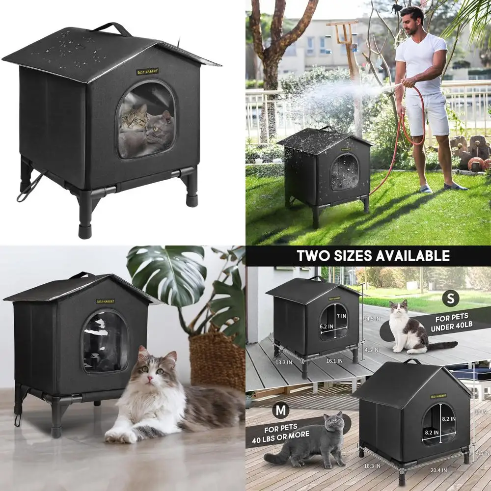 

Зимнее укрытие для кошек: водонепроницаемый, изолированный домик для кошек, идеально подходит для кроватей (черный, маленький)