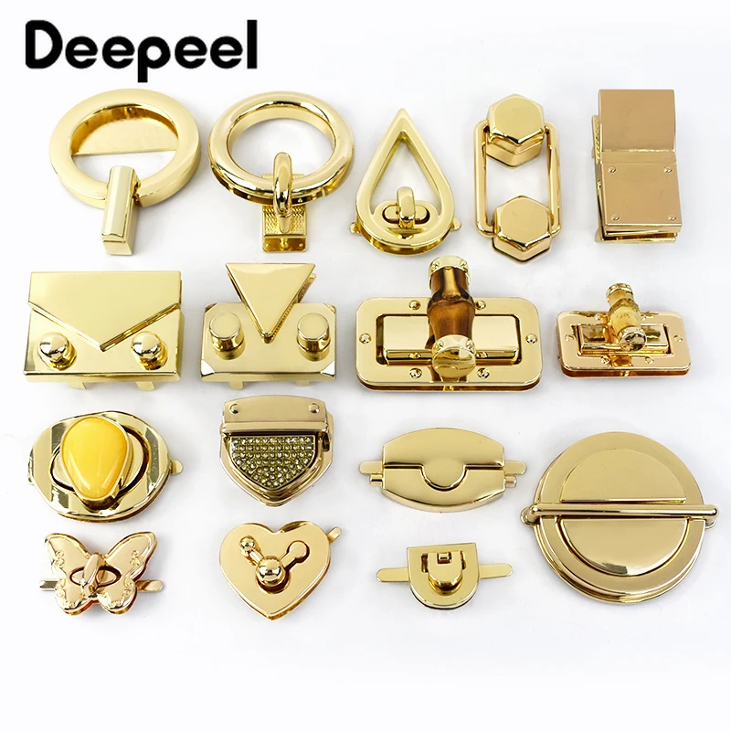 Deepeel 골드 메탈 백 잠금 버클, 회전 트위스트 잠금, 스냅 클립 클로저 래치 핸드백 지갑, DIY 하드웨어 액세서리 교체, 1PC