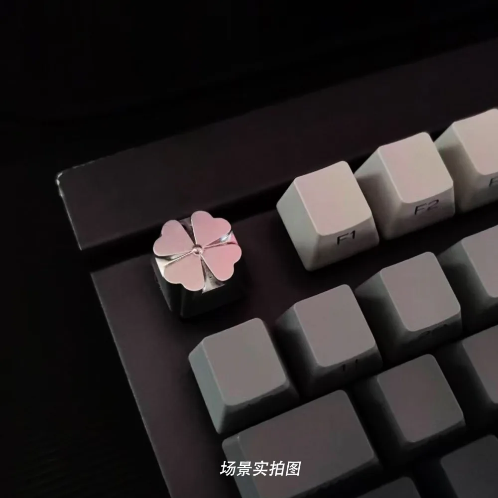 

Колпачки для клавиш из смолы с четырьмя листами клевера, металлическая краска, вишневый профиль ESC 1U, колпачки для клавиш для механической клавиатуры, игровые аксессуары, подарок