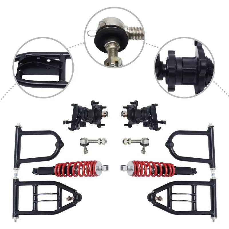 340mm Front Suspension Swingarm Kit Upper/Lower Suspension Shock Swing Arm Assembly with Steering Strut Knuckle&Wheel Hub