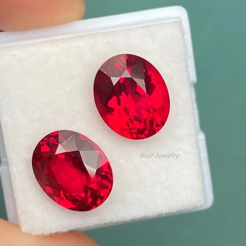 Ruif Hand Make Good Quality Pigeon Blood Oval Cut 4x6mm-10x12mm Lab Grown Ruby Loose Gemstone for Fine Jewelry Making