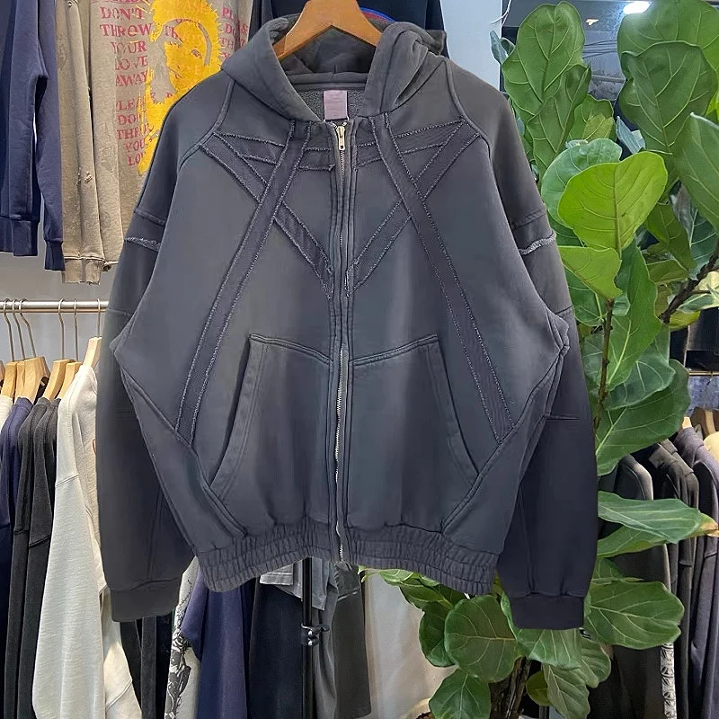 

Мужская толстовка-кардиган на молнии в стиле ретро с вышивкой, свободного кроя, из хлопка, с длинными рукавами, модная