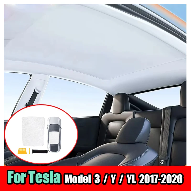 

For Tesla Model 3 Highland Model Y Juniper Model YL Electrostatic Sorption Sunshade Summer Ice Crystal Sunroof Sunshade Cooling
