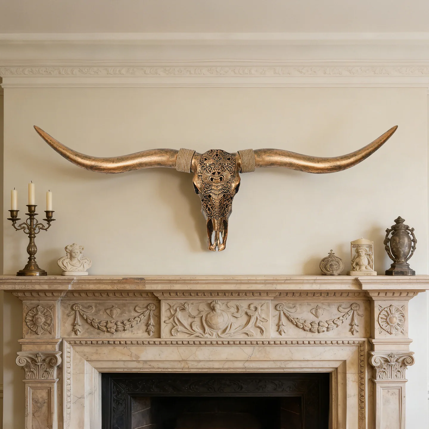 Cross-border new product simulation cow head wall hanging resin decoration living room restaurant bar background wall creative