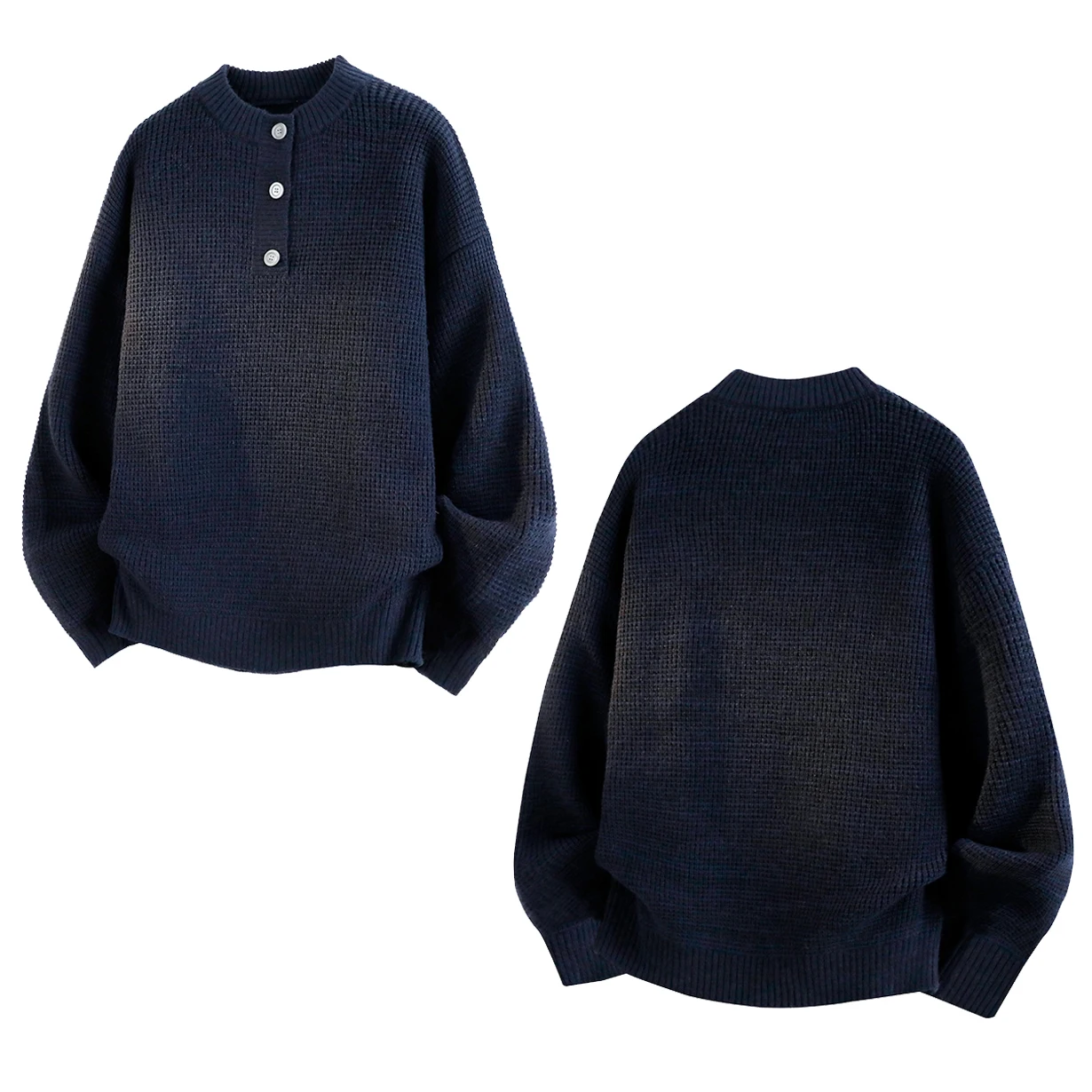 ラウンドネックルーズプルオーバーセーターメンズカジュアルソリッドカラーウールプルオーバー秋と冬のファッショントップマンアウトドア服