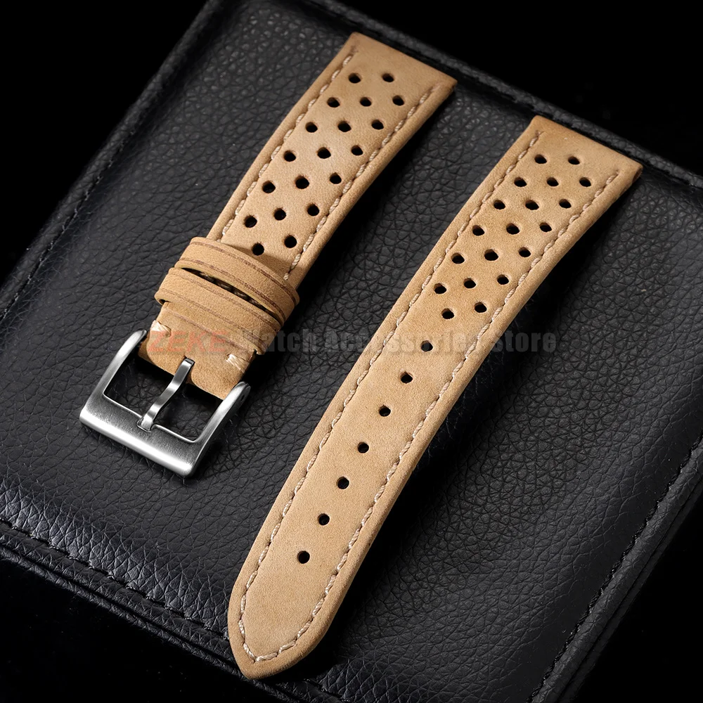 Vintage-Uhrenarmband aus echtem Leder, 18 mm, 20 mm, 22 mm, universell für Herren und Damen, Rindslederarmbänder, atmungsaktives Armband für Seiko Herrenarmband – Detail 14
