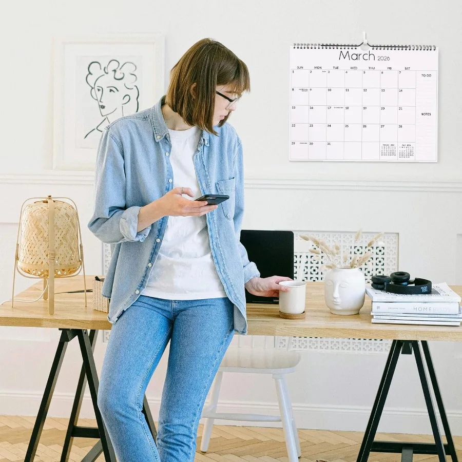 تقويم حائط 2026 من يوليو 2025 إلى ديسمبر 2026 تقويم 18 شهرًا 20252026 تقويم مع خطط تحريك 14.5 بوصة × 11 بوصة أسود #3