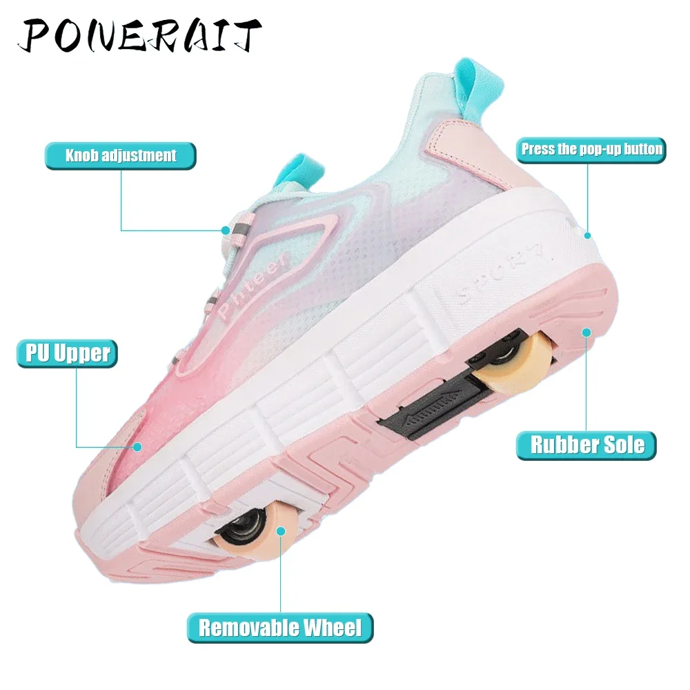 Children and Teenagers Roller Skates Sports Shoes Two-wheel LED Light Luminous Straight Row Design Men and Women Roller Skates