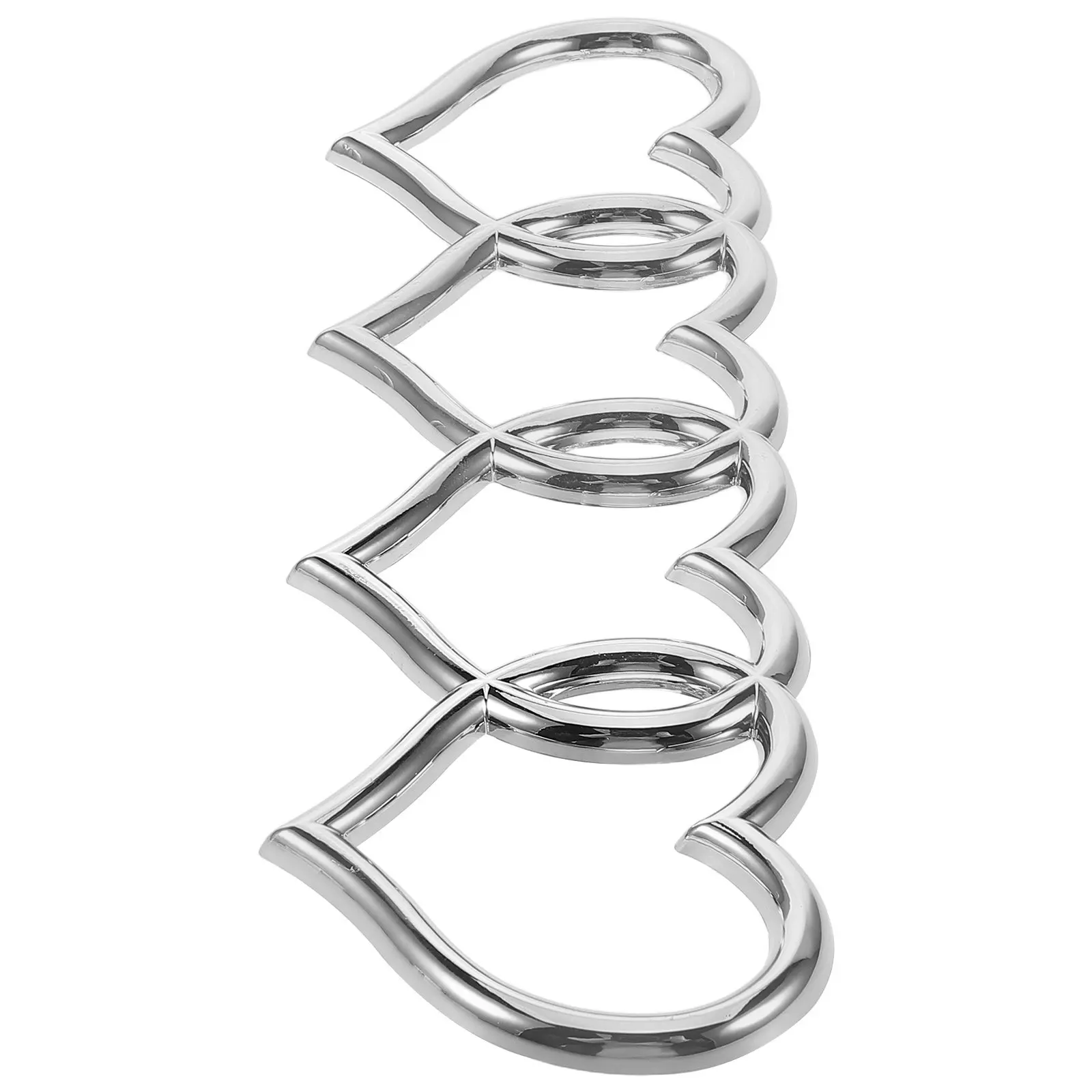 

3D Love Heart Rear Trunk Tail Badge Sticker Car Emblem Silver Car Exterior Decorative Automotive Replacement Rear Label