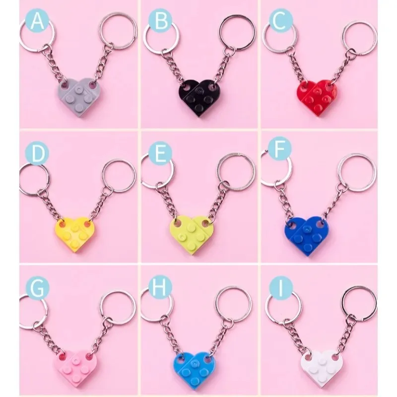 1 Pair of Jewelry Gifts, Cute Heart Building Blocks, Keychains, Couple's Friendship, Detachable Heart Brick Keychains