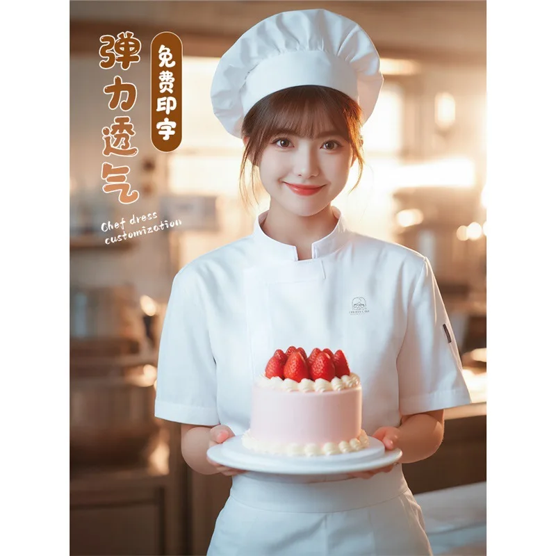 New Chef Work Clothes Summer Short-sleeved Chef Clothes Thin Catering Hotel Back Kitchen Work Clothes