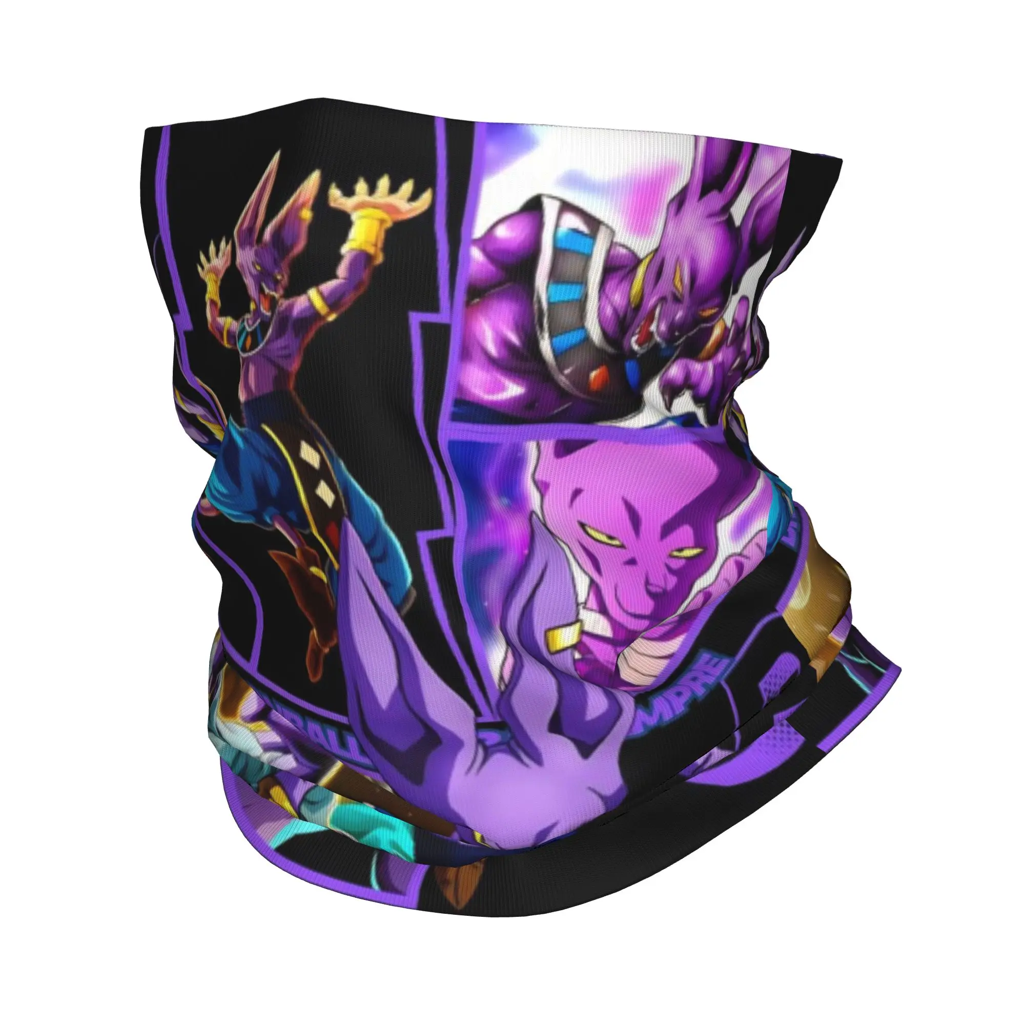

Dragon Ball Z Anime Beerus Bandana Neck Cover Printed Wrap Scarf Multifunctional Balaclava Hiking for Men Women Adult Winter