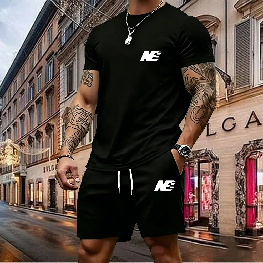 

The latest 2026 men's two-piece sportswear short sleeved T-shirt shorts set running fitness sportswear summer