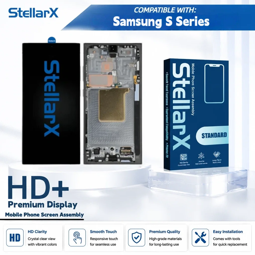 StellarX HD+ High Resolution LCD Display Screen Replacement for Samsung S Series S20 S21 S22 S23 S24 S24Ultra S24Plus S24FE