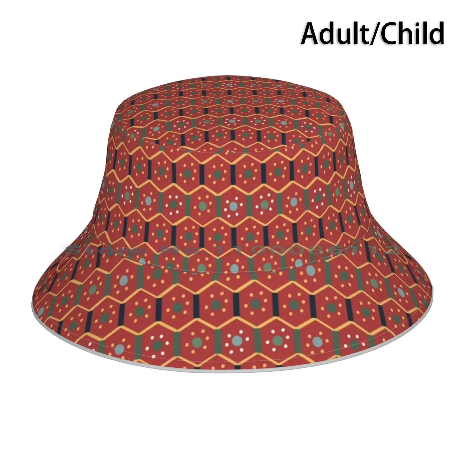 Ancient Egyptian 19th Dynasty Textile Pattern Bucket Hat Sun Cap Red Deir El Medina Egyptian Ancient Egypt Egyptology Goddess