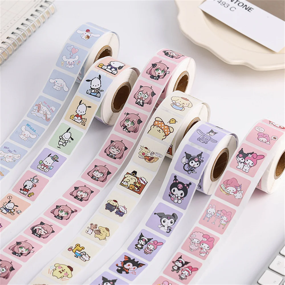 500Pc/Roll Sanrio Stickers Kawaii Cinnamoroll Melody Kitty Anime Toys Cartoon Graffiti Sticker for Water Bottle Laptop Luggages