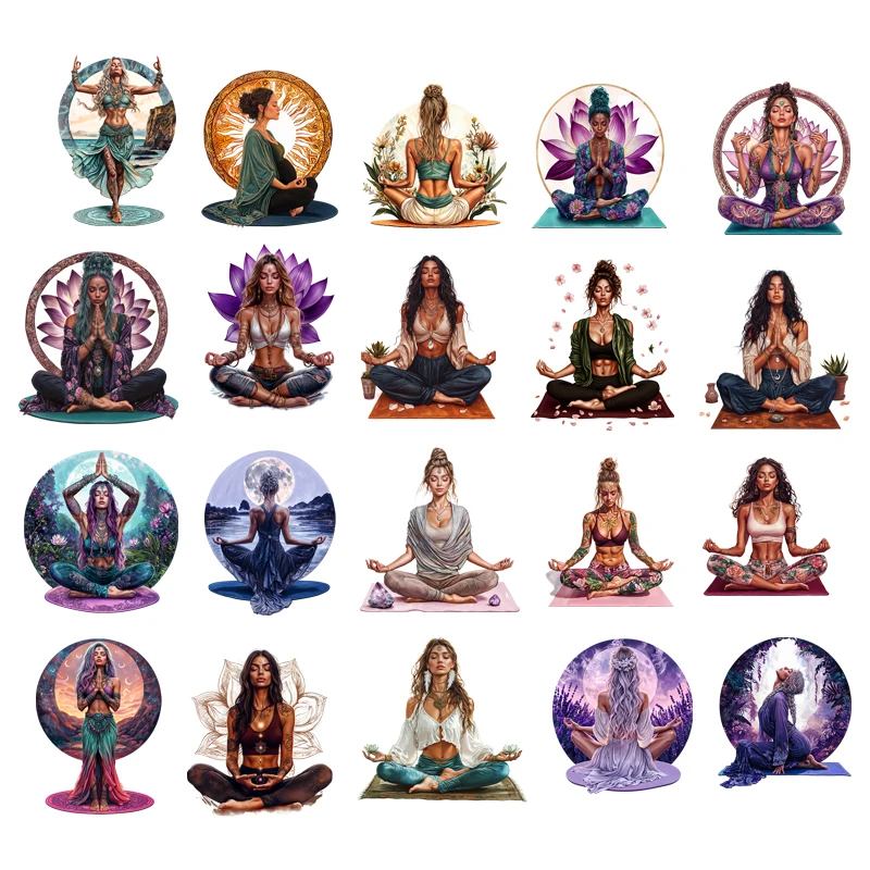 Meditation Bohemia girl Art Minimalist Yoga Studio Art Iron on Picture on Clothes Quick - drying Heat Transfer DIY Craft