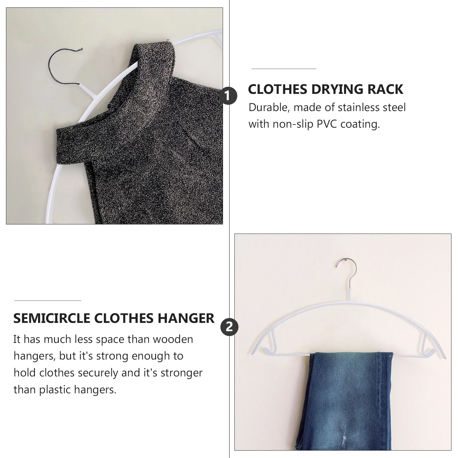 

10pcs Pvc Coated Stainless Steel Clothes Hanger Non-Slip For Coats Sweaters Down Jackets Space Saving Wardrobe Organizer