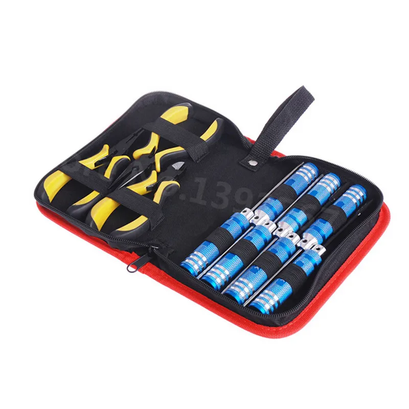 10 in 1 Tool Kit Box Set Screwdriver Screw Driver Hex Key 450 500 Pliers For Transmitter Helicopter Plane RC Model Car Boat