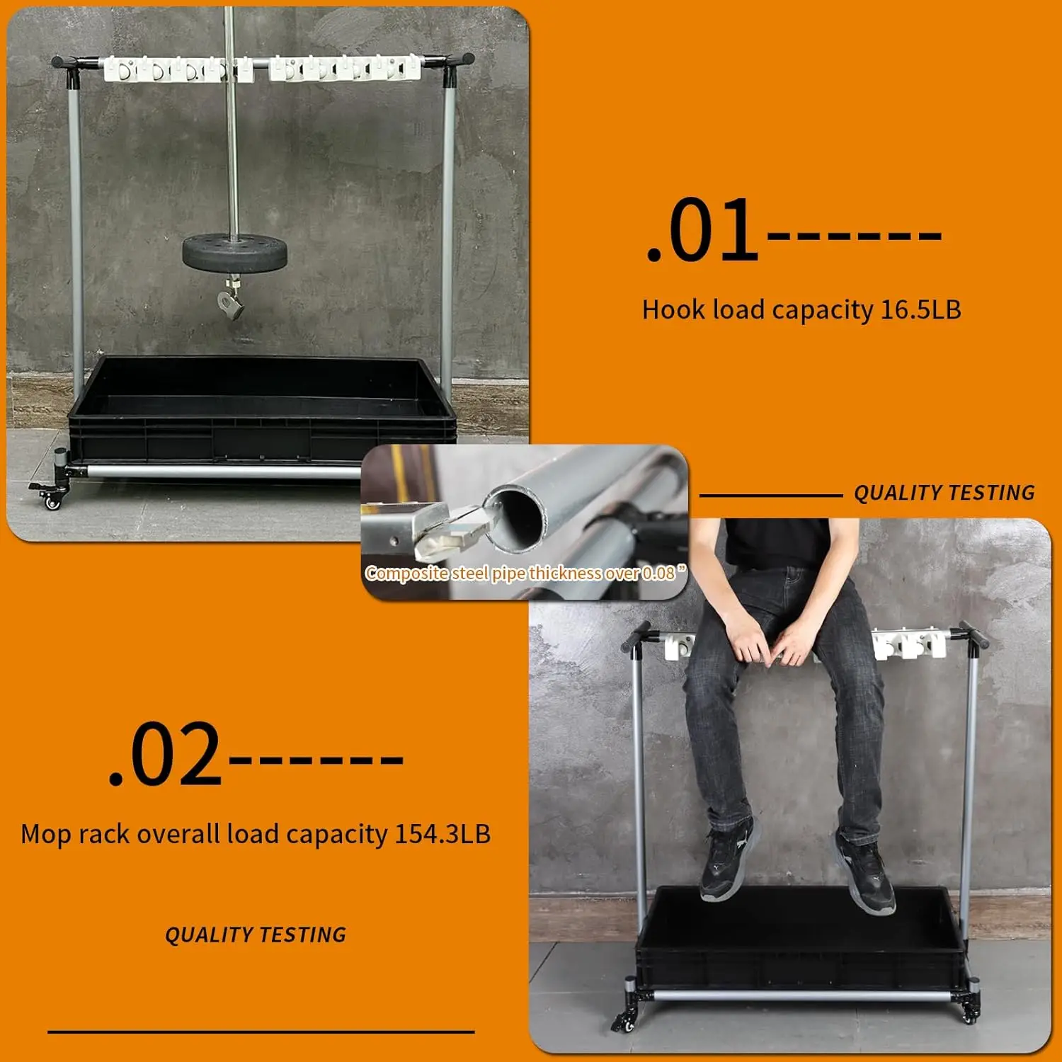 Big Cleaning Cart Broom mop Holder - Efficient and Convenient Cleaning Solution