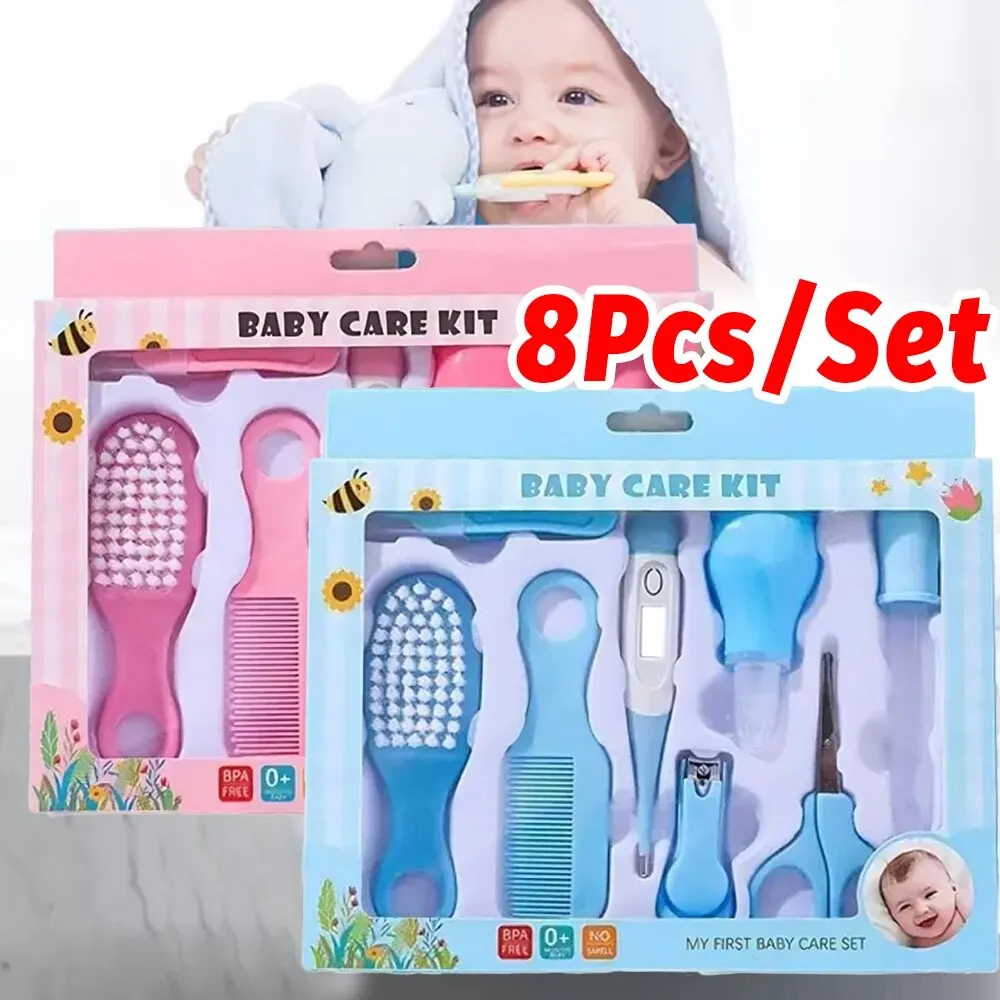 KIT di assistenza sanitaria per la toelettatura del bambino da 8 pezzi per neonati e bambini tronchese per unghie Kit per neonati strumenti per frese di bellezza porta per Set di Manicure per bambini