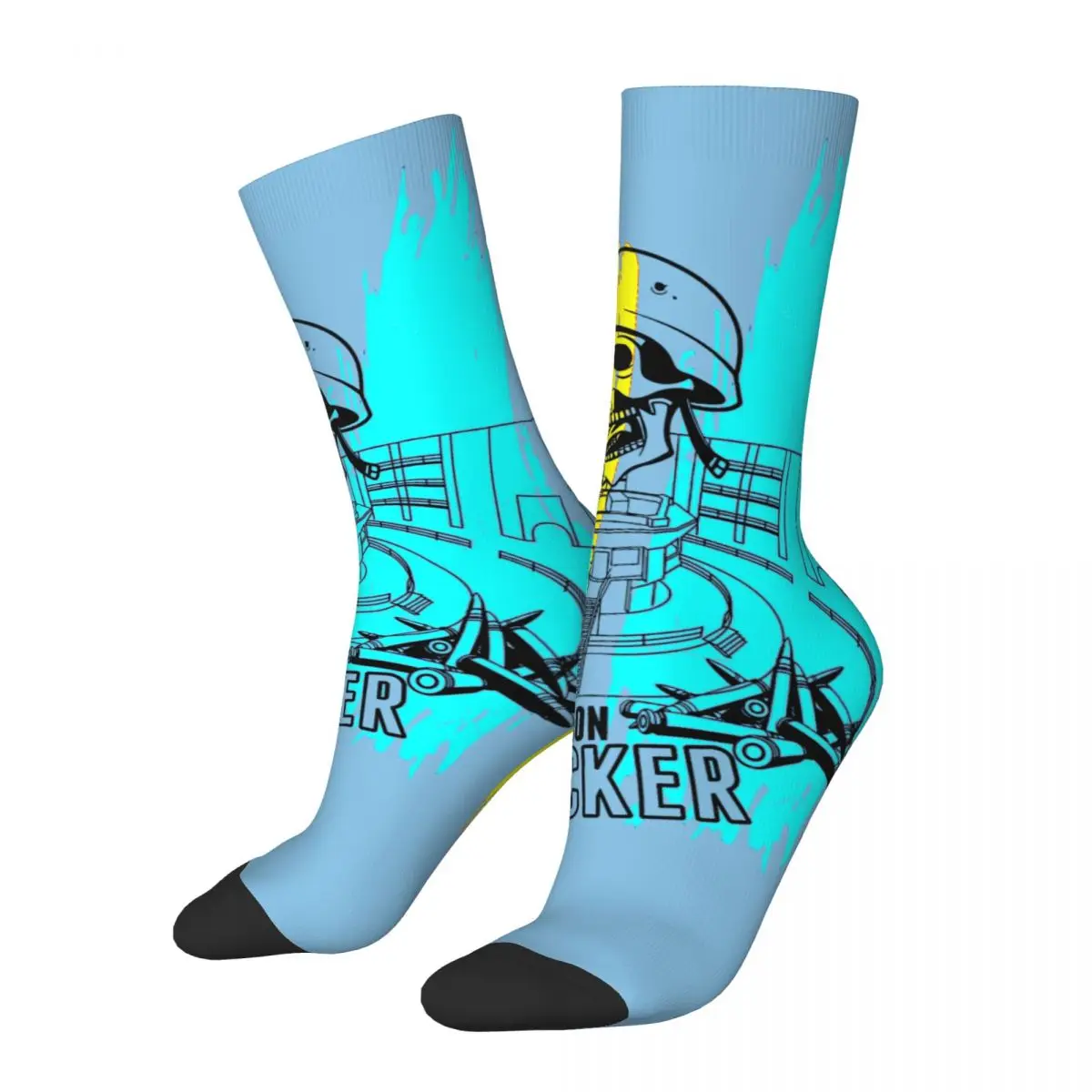 Hip Hop Vintage Yellow And Blue Crazy Men's compression Socks Unisex Battlefield First-person Shooter Games Harajuku Crew Sock