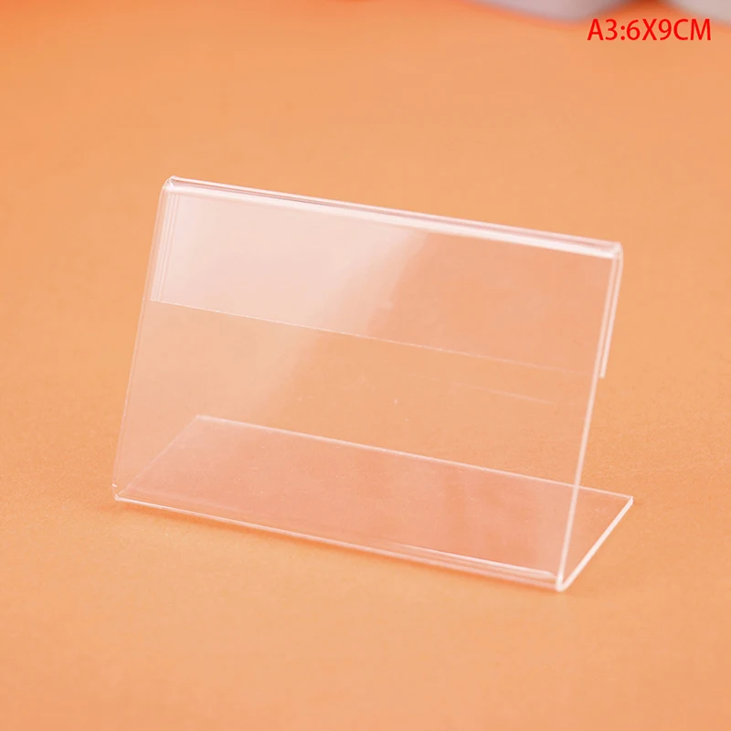 HOT 5pcs Transparent Acrylic Display Stand Desk Sign Label Frame Price Tag Display Business Card Holders