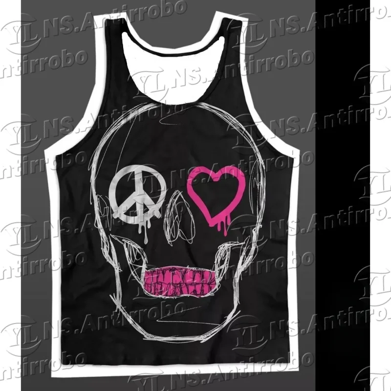 

Men's New Gym Sports Tank Tops Skeleton Heart Basketball Vest Breathable Quick-drying Sleeveless Vest Motorcycle Top T-shirt