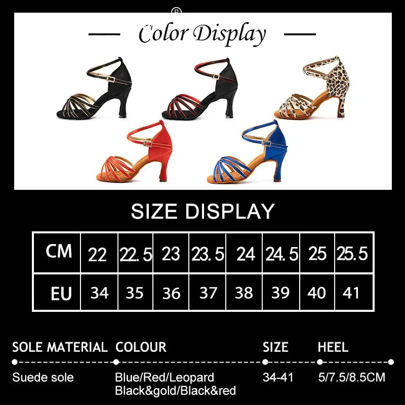 New Latin Dance Shoes Girls Women Ballroom Tango Soft Bottom Dancing Shoes for Ladies Party Salsa Sandals 5/7cm Heel