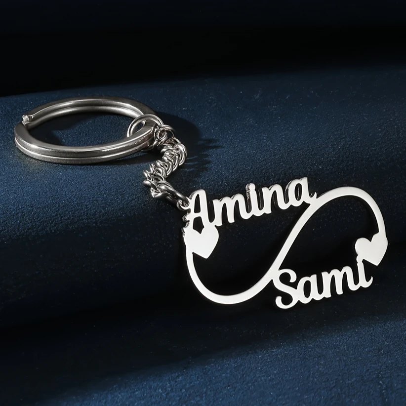 

Personalized Infinity Love Keychain with Custom Couple Name Stainless Steel Heart Perfect Gift for Her Women's Fashion Key Chain