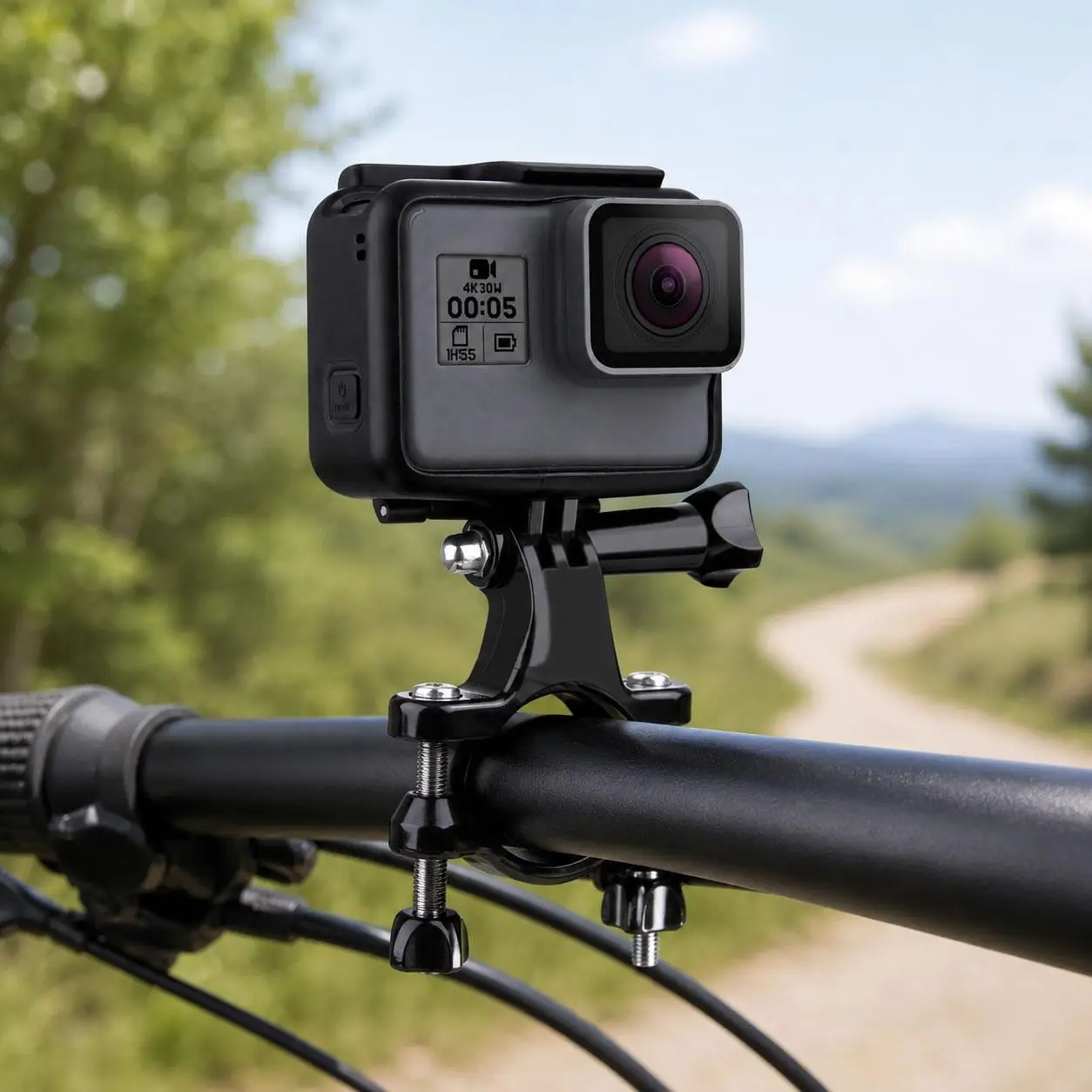 PULUZ Universal Bike Motorcycle Handlebar Mount with Screw Jaws Flex Clamp Mount for Insta360 / DJI and Other Action Cameras