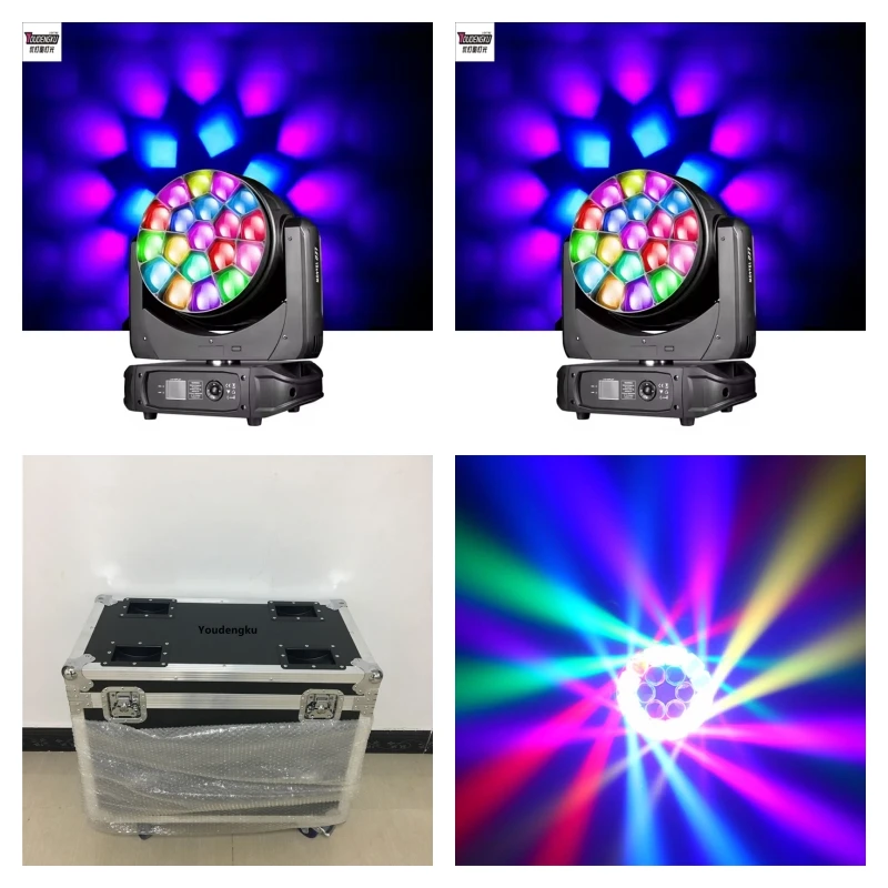 

2 pieces with flycase RGBW Led Zoom Wash Bee Eye Moving Head Light Pixel Control Led Clay Paky19x40w 4in1 led Moving Head light