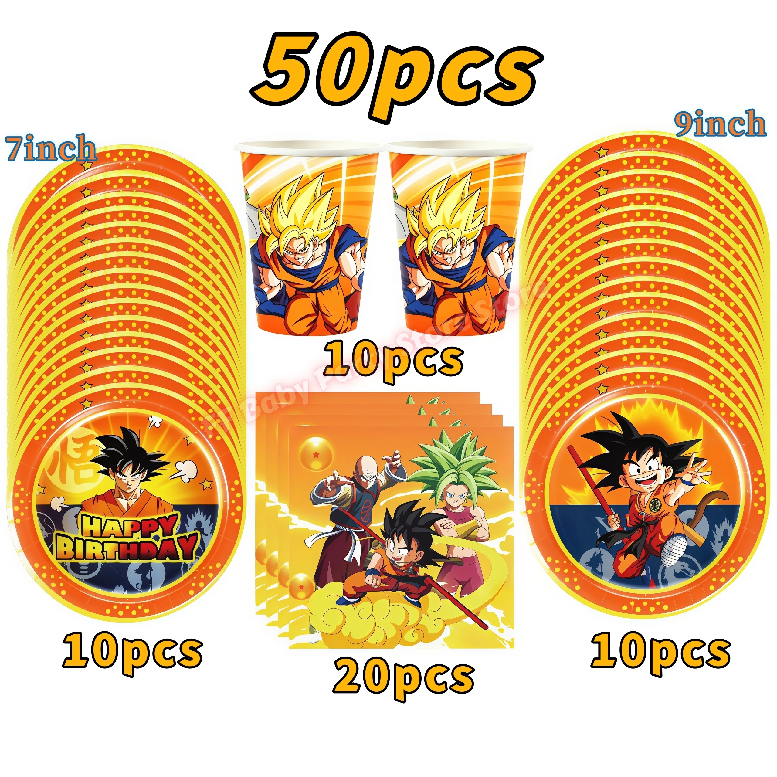 Dragon Ball Geburtstagsparty-Zubehör Son Goku Luftballons Pappbecher Teller Schlüsselanhänger Armbänder Jungen Party-Favoriten Geburtstagsdekoration – Detail 34