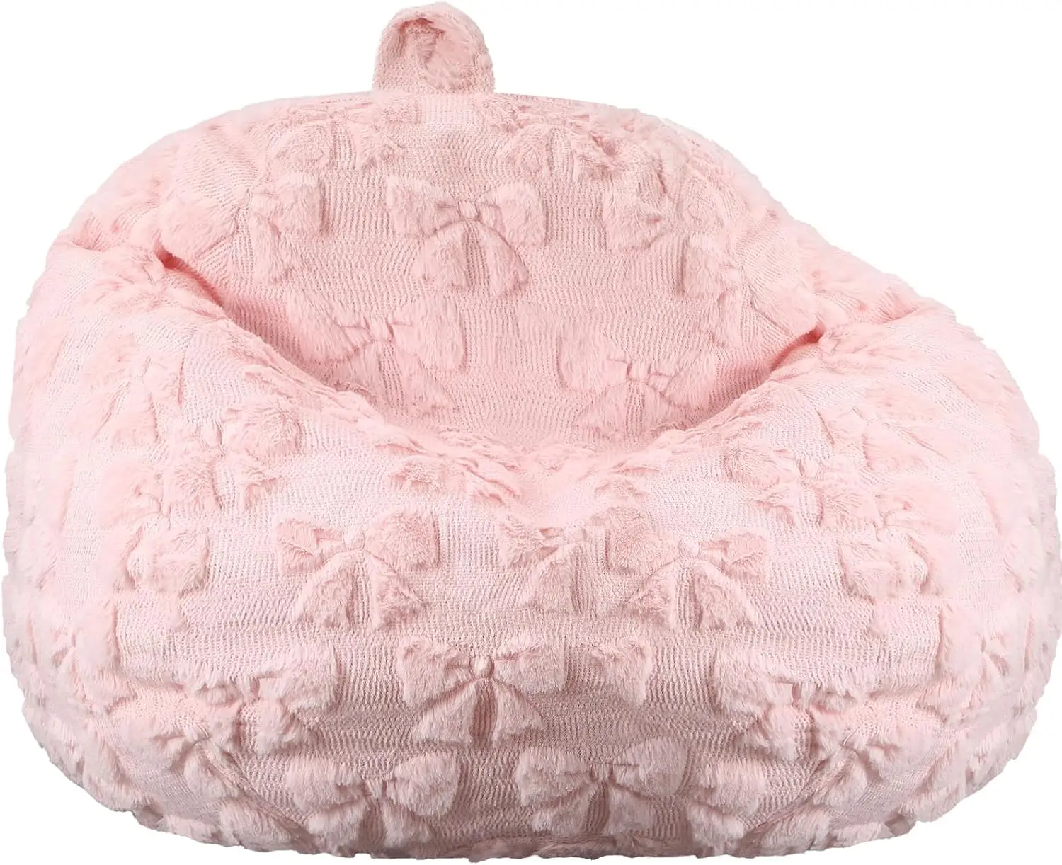 

Pink Bow Plush Bean Bag Chair Cover for Stuffed Toys Clothes Storage Soft Fuzzy Faux Fabric Teens Adults