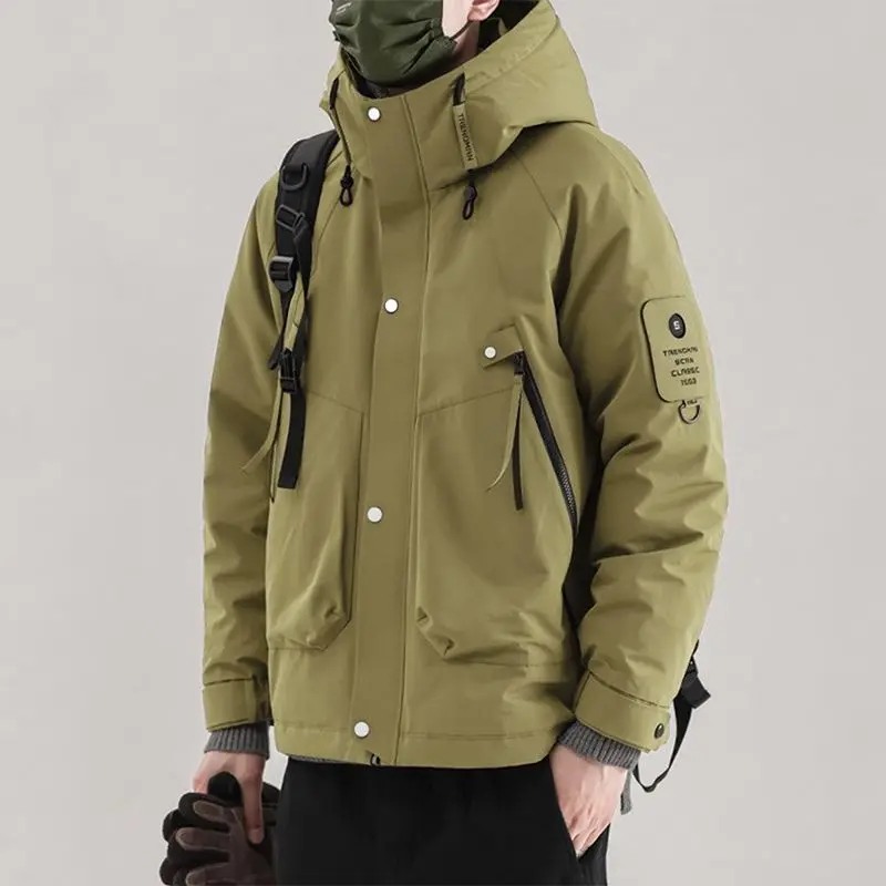 Outdoor Windscherm Katoenen Gewatteerd Jack Heren Nieuwe Winter Dikke Zwarte Capuchon Parka 'S Paar Warme Winddichte Werkkleding Jassen