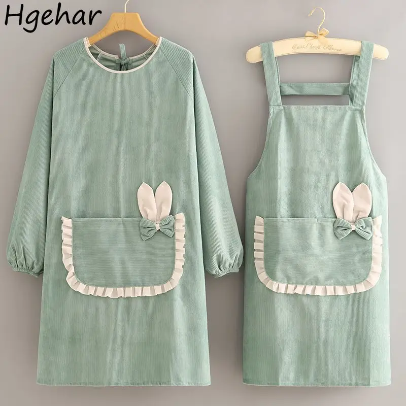 Grembiule a maniche lunghe caffetteria giardinaggio fiorista scamiciato resistente all'usura antivegetativa strumenti per la pulizia dei lavori domestici tasche Chic carino