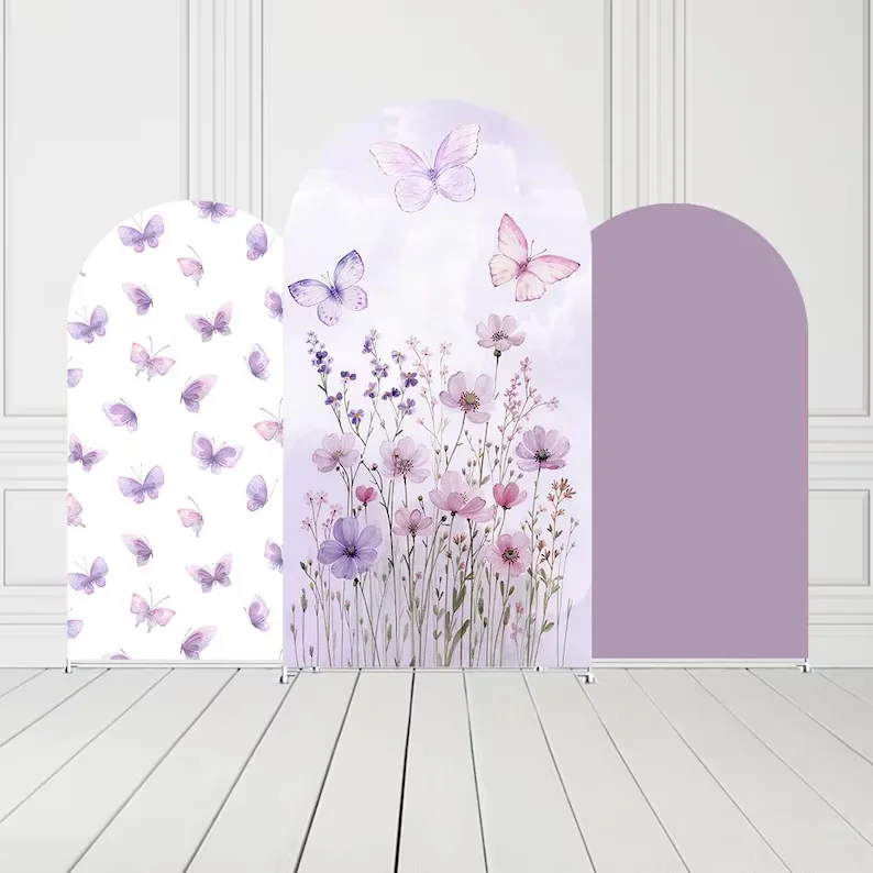 

Mehofond Arch Backdrop Cover Butterfly Birthday Party Decor Purple Girls Baby Shower Spring Easter Parties Spandex Background